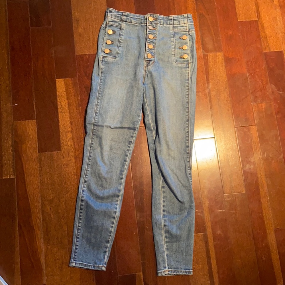 JBRAND high waisted blue jeans with buttons 25